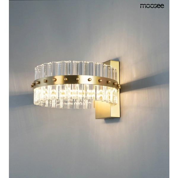 MOOSEE lampa ścienna SATURNUS WALL złota - LED, kryształ, stal szczotkowana